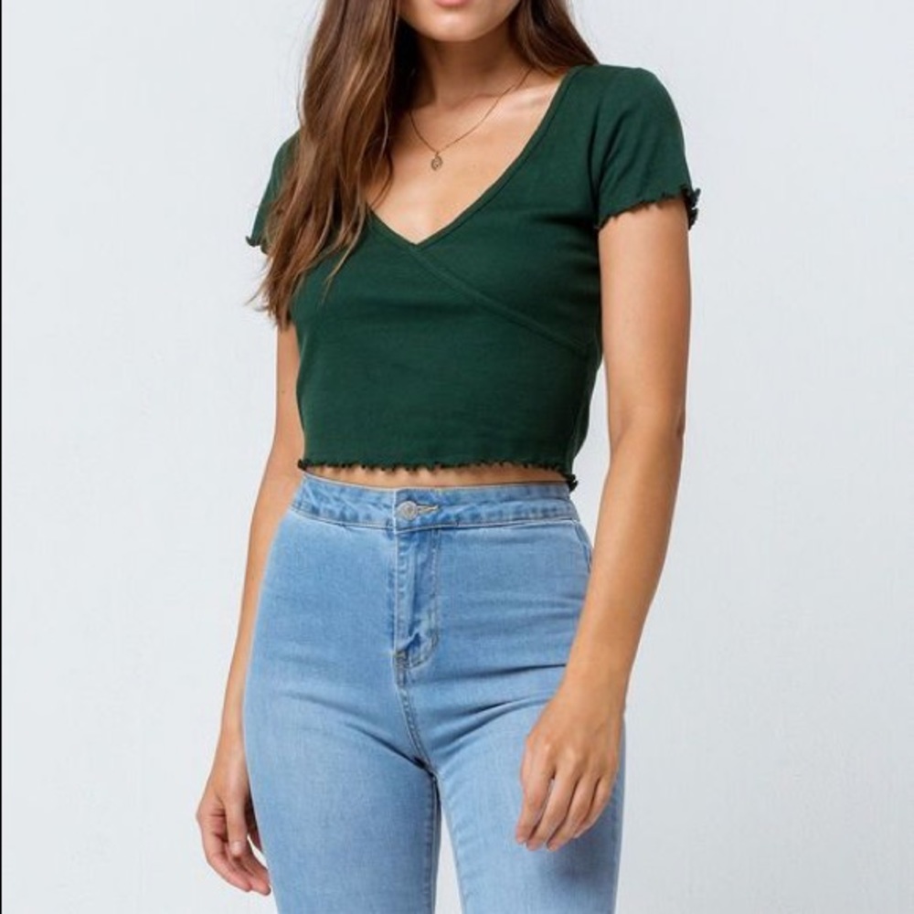 Dark green ribbed crop top